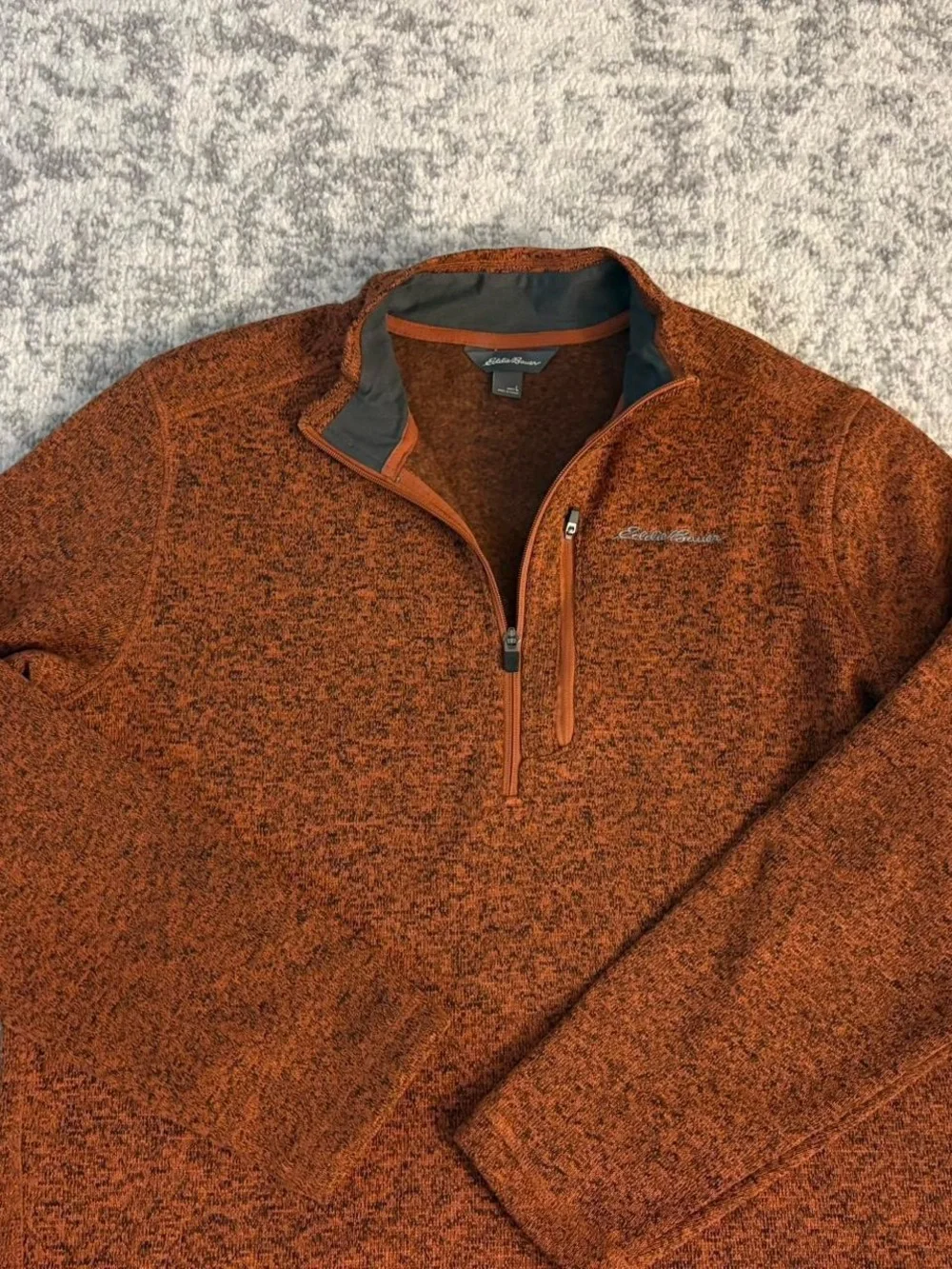 Men’s Eddie Bauer Orange Quarterzip Sweater Size Large